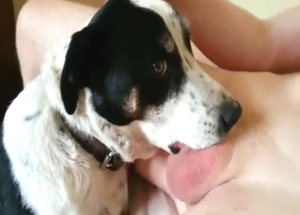 Dog is going to deepthroat that mighty cock